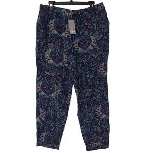 NWT Splendid Women's Split Ankle Paisley Pull On Pants Purple Size XS $140 J070